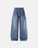 Splash Ink Print Straight Leg Denim Jeans | Inflation Streetwear