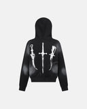 Graffiti Faux Fur Fleece Zip Up Hoodies | Inflation Streetwear