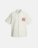 mens striped embroidered button up shirt
