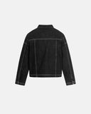 Stand Collar Raw Clasp Denim Jacket | Inflation Streetwear