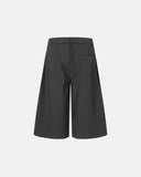 decorative embroidery detail on pinstripe tailored shorts