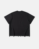 Embroidered Frayed Hem Oversized T-Shirt | Inflation Streetwear