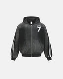 Striped Side Acid Wash Zip Up Jacket | Inflation Streetwear