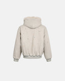 Washed Paint Splatter Faux Fur Lined Bomber Jacket | Inflation Streetwear