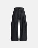 Vintage Pinstripe Pleated Barrel Jeans | Inflation Streetwear
