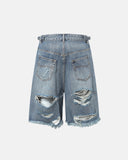 Adjustable waist streetwear jorts front and back view