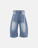 Star Rhinestone Longline Denim Shorts | Inflation Streetwear