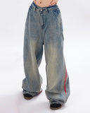 Washed Striped Baggy Jeans | Inflation Streetwear