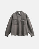Distressed Raw Hem Denim Shirts | Inflation Streetwear