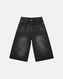 Loose fit longline denim shorts outfit
