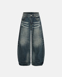 Distressed Faded Wash Barrel Denim Jeans | Inflation Streetwear