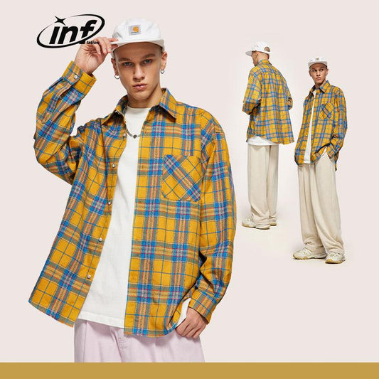 INFLATION Colorblock Checker Shirts - INFLATION
