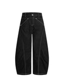 Black Stitching Barrel Jeans | Inflation Streetwear