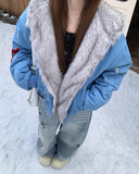 Appliqué Embroidery Faux Fur Padded Jacket | Inflation Streetwear