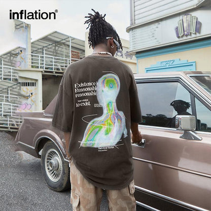 INFLATION Men Slogan Graphic Drop Shoulder Tee - INFLATION