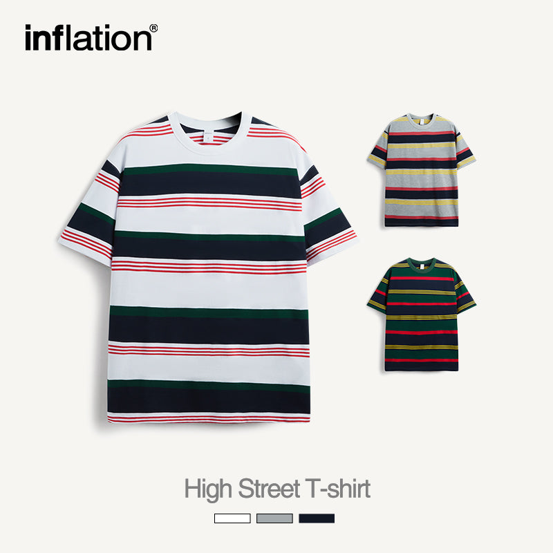 INFLATION Heavyweight Classic Striped Tshirts - INFLATION