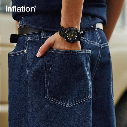 INFLATION Vintage Straight Washed Jeans Shorts - INFLATION