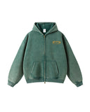 Green "Year of Horse" Distressed Zip Up Hoodies| Inflation Streetwear