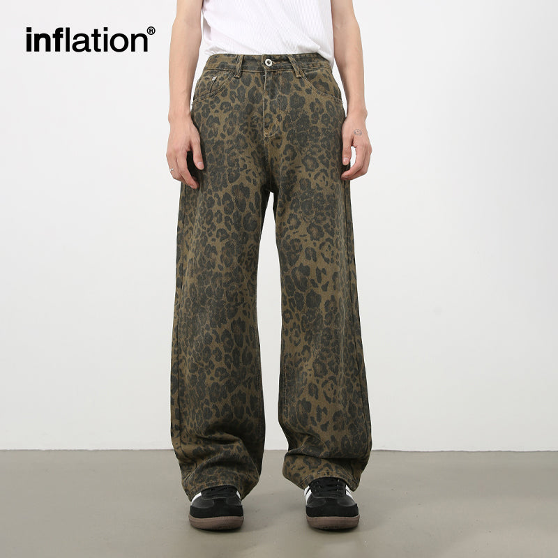 INFLATION Leopard Camouflage Washed Jeans