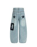 Star Embroidered Pocket Barrel Jeans | Inflation Streetwear