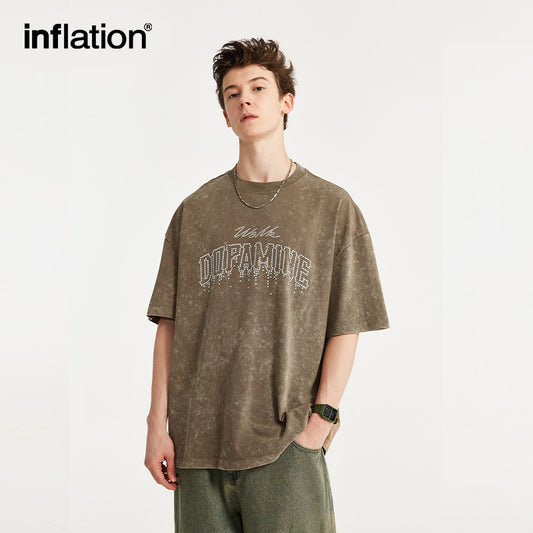 INFLATION Washed Rivet Letter T-shirt - INFLATION