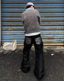 Silver Thread Raw Flared Baggy Jeans | Inflation Streetwear