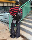 Silver Thread Raw Flared Baggy Jeans | Inflation Streetwear