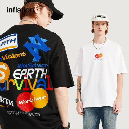 INFLATION American logo printed loose casual T-shirt