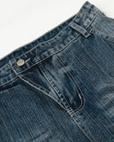 Blue Textured Barrel Denim Jeans | Inflation Streetwear