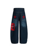 Star Embroidered Pocket Barrel Jeans | Inflation Streetwear