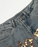 Leopard Graphic Acid Wash Baggy Jeans | Inflation Streetwear