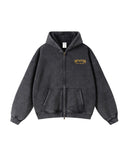 Black "Year of Horse" Distressed Zip Up Hoodies| Inflation Streetwear