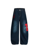 Star Embroidered Pocket Barrel Jeans | Inflation Streetwear