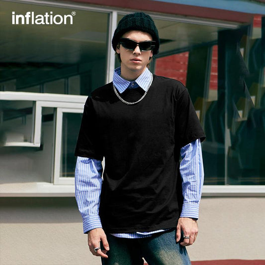 INFLATION Unisex Oversized Fit T-shirt in Black and White - INFLATION