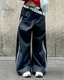Double Waist Patchwork Wide Leg Pants | Inflation streetwear