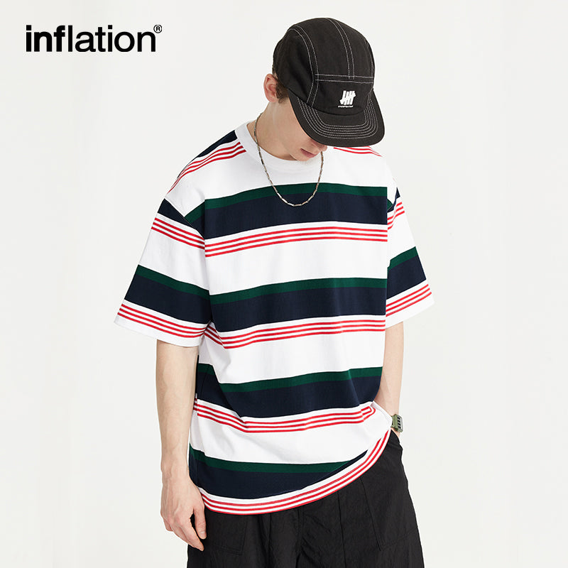 INFLATION Heavyweight Classic Striped Tshirts - INFLATION
