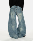 Aicd Washed Whisker Clasp Barrel Jeans | Inflation Streetwear