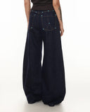 Turquoise Button Rivet Baggy Jeans | Inflation Streetwear