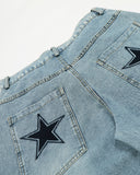 Star Embroidered Pocket Barrel Jeans | Inflation Streetwear