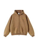 Brown "Year of Horse" Distressed Zip Up Hoodies| Inflation Streetwear