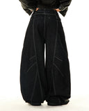 Black Stitching Barrel Jeans | Inflation Streetwear