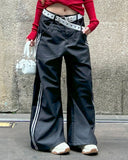 Double Waist Patchwork Wide Leg Pants | Inflation streetwear