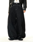 Black Stitching Barrel Jeans | Inflation Streetwear