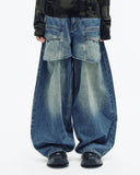 Washed Panel Baggy Barrel Jeans | Inflation Streetwear