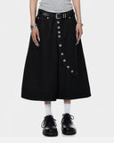 Asymmetric Button Raw Denim Jorts | Inflation Streetwear