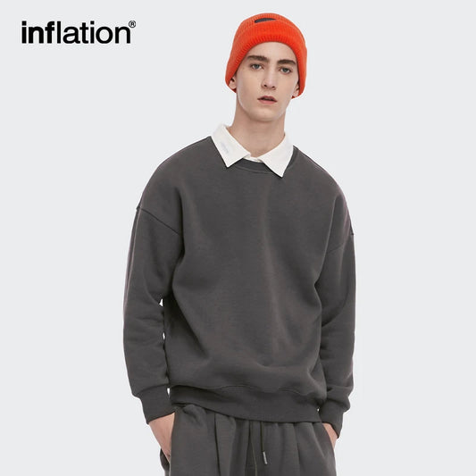 INFLATION Minimalism Fleece Lined Sweatshirts - INFLATION
