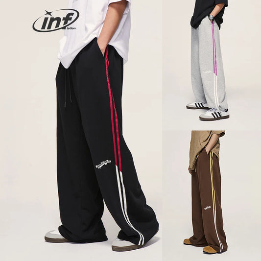 INFLATION Striped Wide Leg Track Pants Plus Size - INFLATION