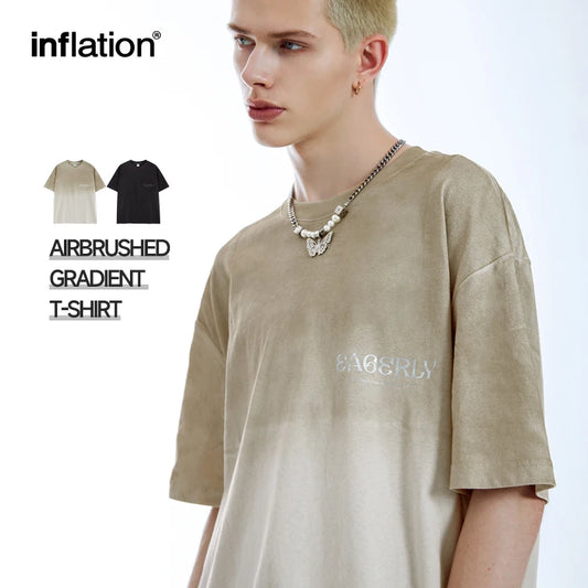 INFLATION Retro Hand Spray Gradient Streetwear Tshirt