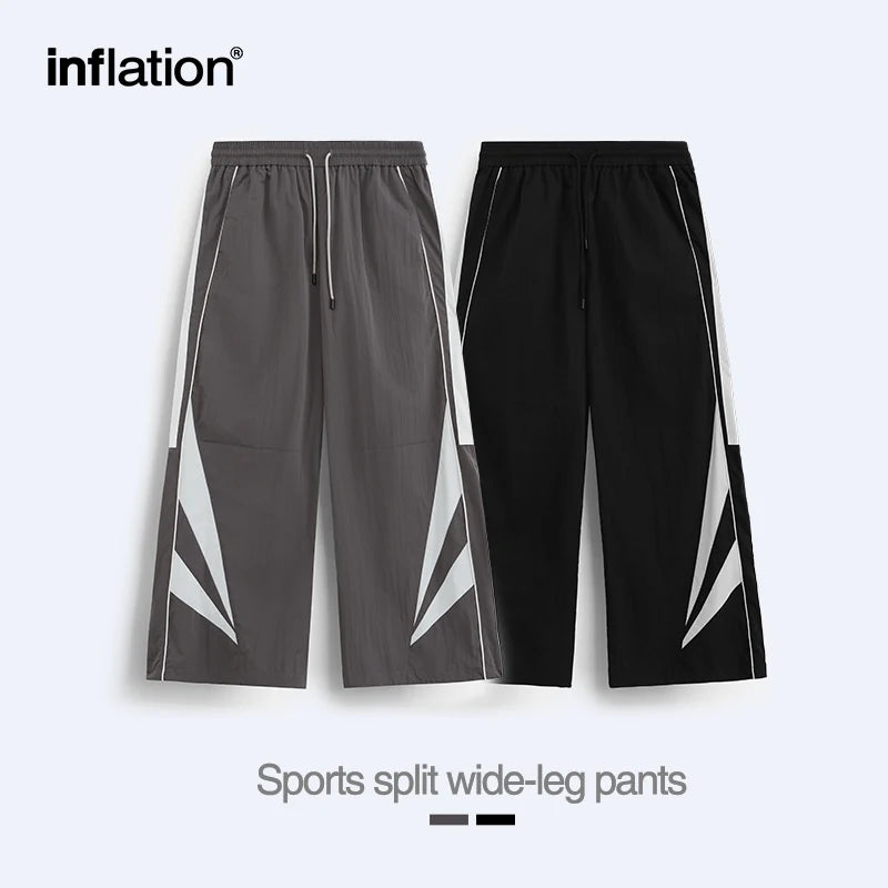 INFLATION Retro Patchwork Wide-leg Track Pants Sportswear - INFLATION