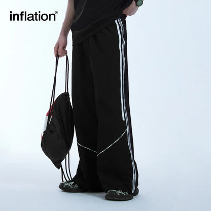 INFLATION Retro Side Splicing Wide Leg Track Pants Sportswear - INFLATION